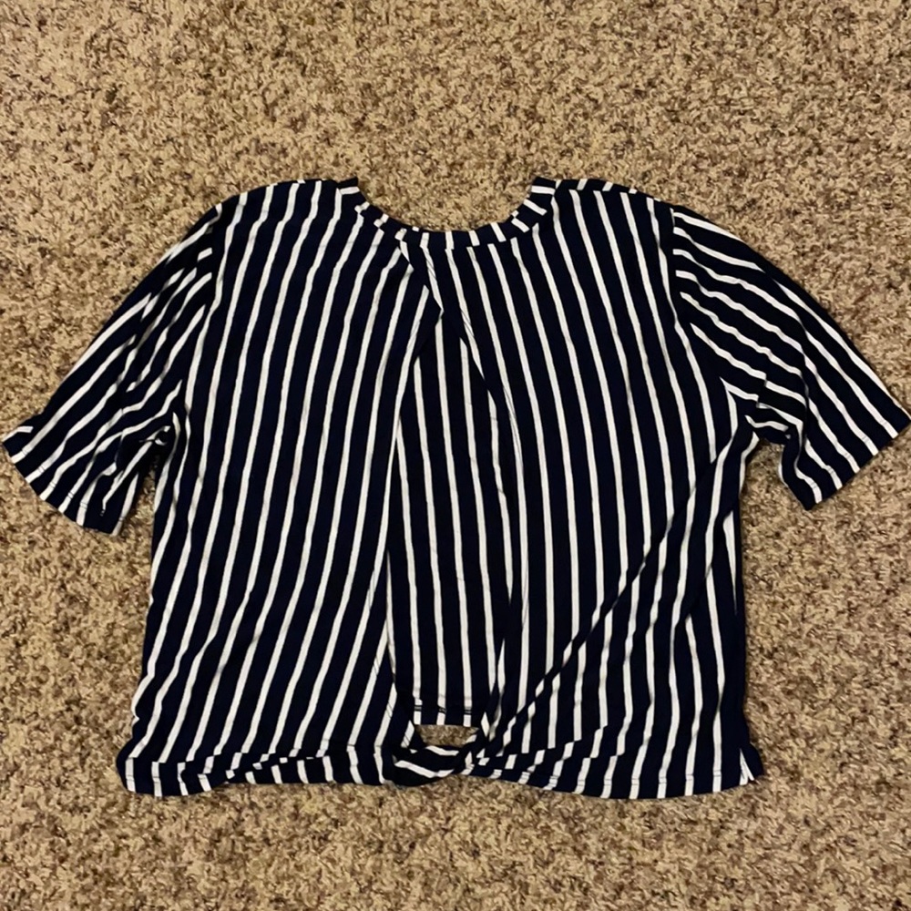 NYCo Deep Sapphire open back pinstripe crop top